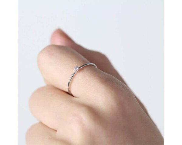 thin moissanite ring