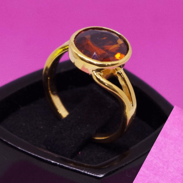 Natural And Certified Hessonite Garnet / Gomed Ring In Round Shape