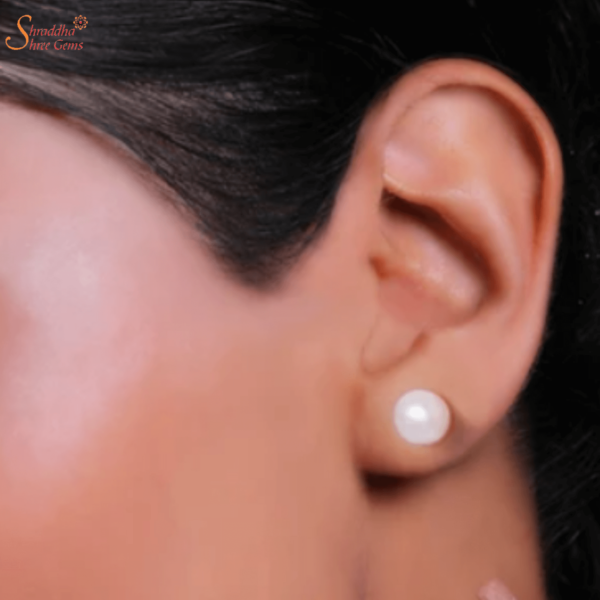Natural White Pearl Ear Ring In Sterling Siler