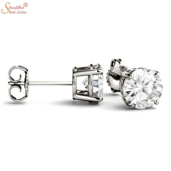 moissanite diamond earring tops in sterling silver