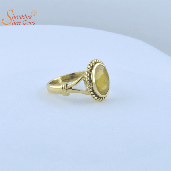 laboratory certified yellow sapphire ring in panchdhatu