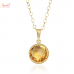 natural and certified round citrine pendant