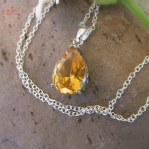 Natural And Certified Citrine Pendant In Sterling Silver