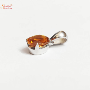 Oval Shape natural and certified citrine pendant in sterling silver