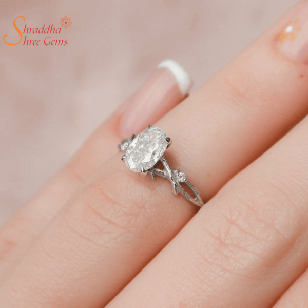 Moissanite Diamond Engagement Ring In Silver And Gold