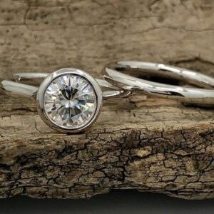 Single Moissanite Ring With Band