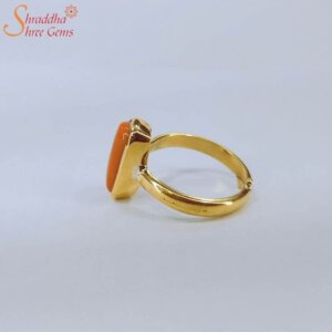 Coral Gemstone Adjustable Ring