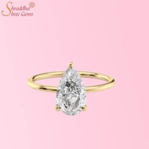 Pear Shape Moissanite Diamond Solitaire Ring