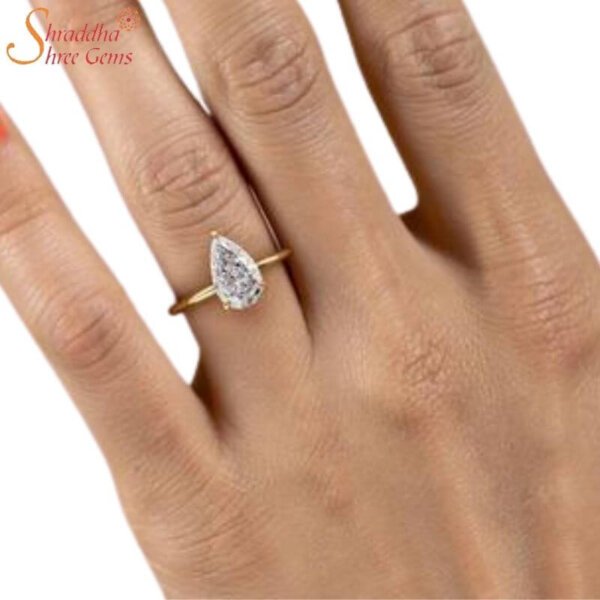 pear shape moissanite diamond solitaire ring