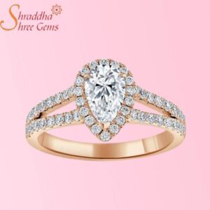 Pear Shape Moissanite Diamond Promise Ring