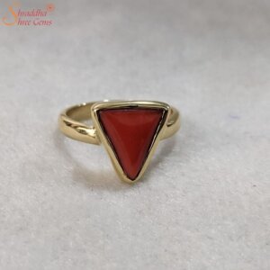 Natural Coral Gemstone Ring In Sterling Silver Or Gold