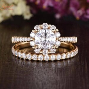 Round Bridal Ring, Moissanite Diamond Ring