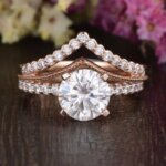 Vintage Style Moissanite Diamond Bridal Ring Set