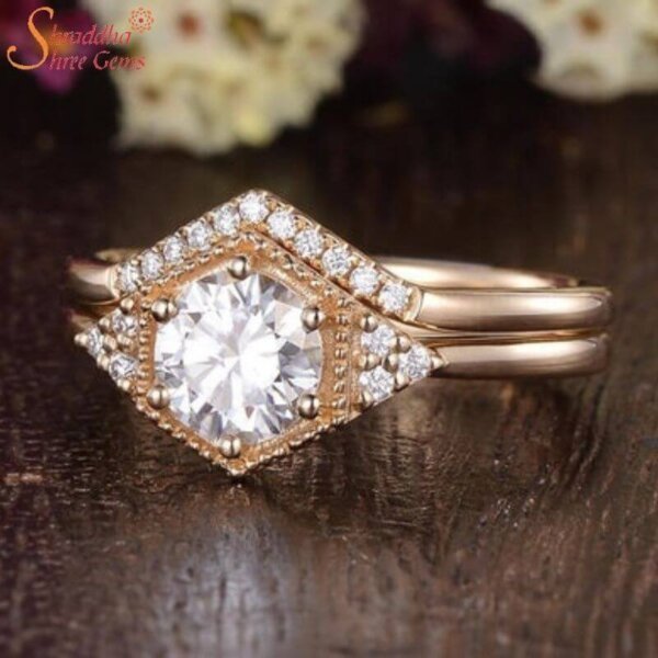 vintage style moissanite diamond bridal ring