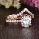Vintage Style Moissanite Diamond Bridal Ring Set