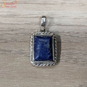Natural Lapis Lazuli Pendant In Sterling Silver