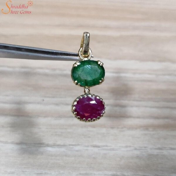 Emerald And Ruby Gemstone Pendant