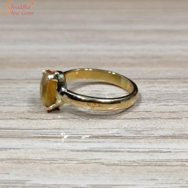 natural yellow sapphire (pukhraj) gemstone ring