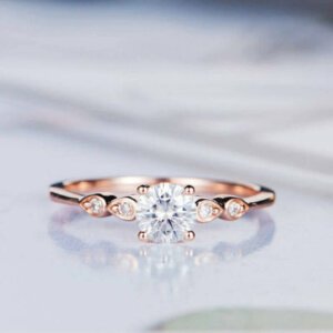 5MM Art Deco Diamond Wedding Ring, Promise Ring