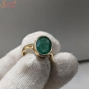 Unheated Emerald Ring, Panna Gemstone Ring