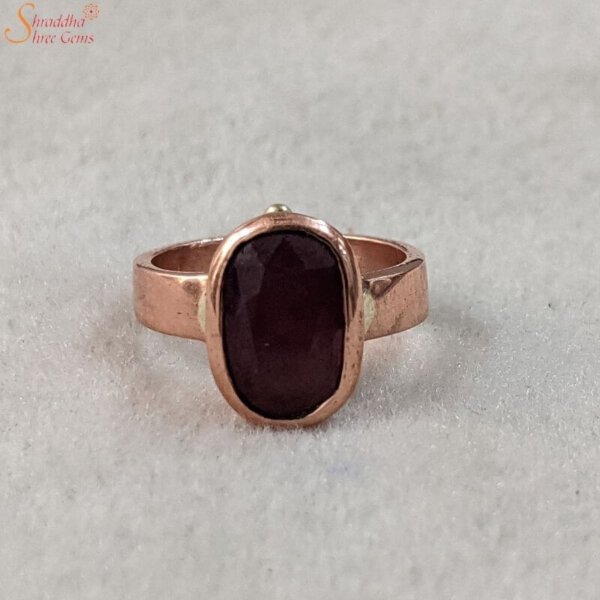natural ruby manik gemstone ring in copper