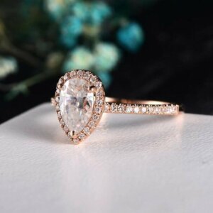 Pear Cut Moissanite Engagement Ring, Diamond Ring