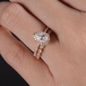 Pear Cut Diamond Wedding Ring Set, Moissanite Ring