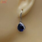 pear shape blue sapphire gemstone earrings