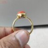 round coral gemstone ring