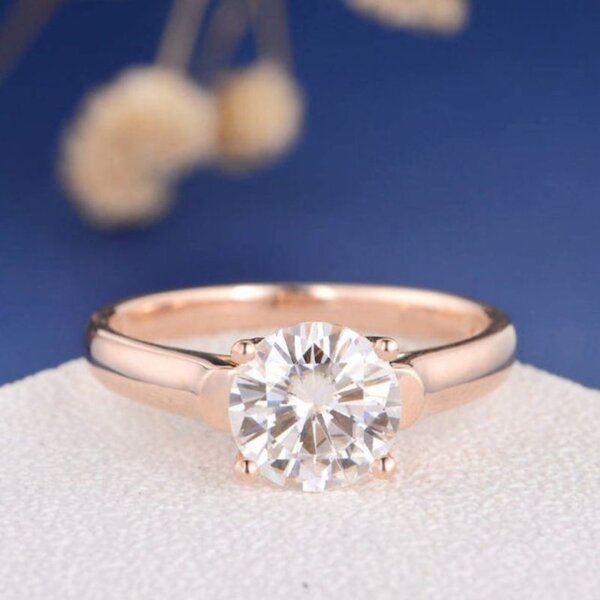 moissanite diamond solitaire rose gold ring