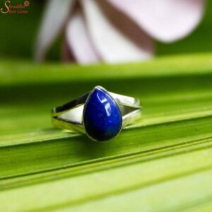 Certified Pear Shape Lapis Lazuli Silver Ring