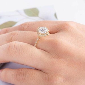 Cushion Shape Moissanite Diamond Ring, Women Ring