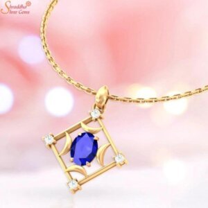 Natural Blue Sapphire Necklace, Neelam Gemstone Pendant