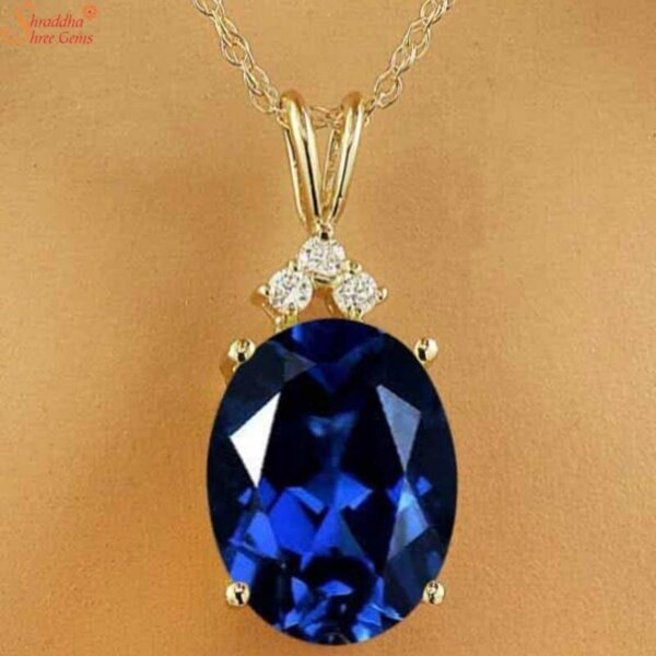 blue sapphire pendant with moissanite diamond