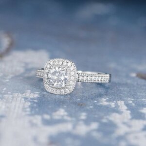 Cushion Cut Moissanite Diamond Anniversary Ring, Wedding Ring