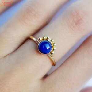 Dainty Lapis Lazuli Ring, Gemstone Solitaire Ring