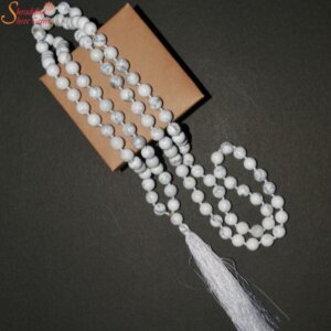 Natural Howlite Beads Mala, Gemstone Beads Necklace