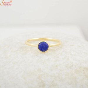 Natural Lapis Lazuli Gemstone Ring, Jewelry For Healing