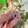 natural blue sapphire gemstone ring with moissanite diamond