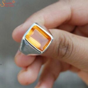 Natural Men Citrine Ring, Handmade Ring For Men