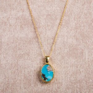 Natural Turquoise Pendant, Firoza Gemstone Necklace