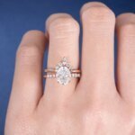 oval moissanite diamond rose gold ring set