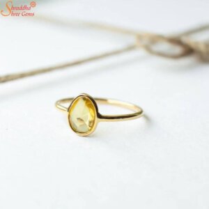 Pear Shape Natural Citrine Gemstone Ring