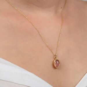 Natural Rose Quartz Pendant, Rose Quartz Gemstone Necklace