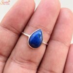 unheated pear shape lapis lazuli gemstone ring