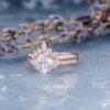 unique round cut moissanite engagement ring set