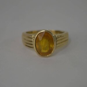 Yellow Sapphire Ring, Natural Pukhraj Gemstone Panchdhatu Ring