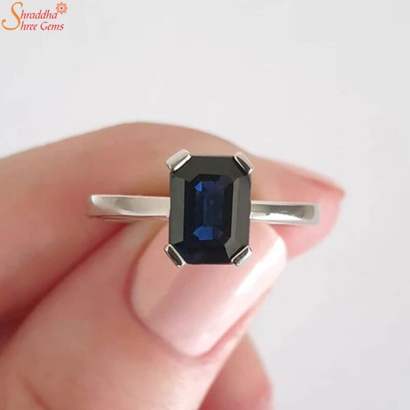 Radiant Cut Blue Sapphire Gemstone Ring