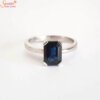 radiant cut blue sapphire ring