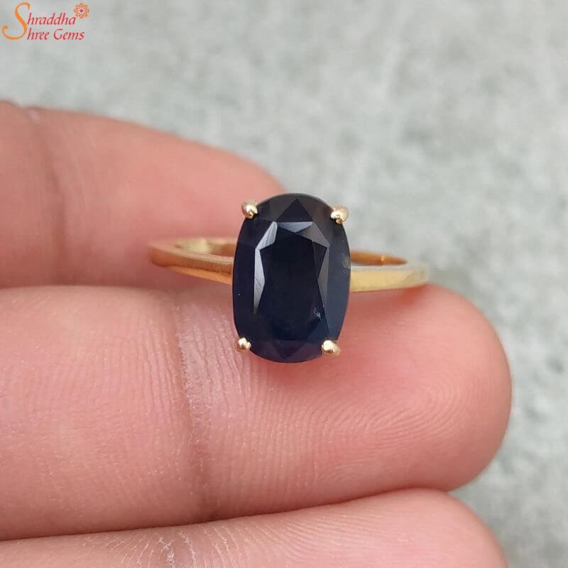 Natural Blue Sapphire (Neelam) Gemstone Ring
